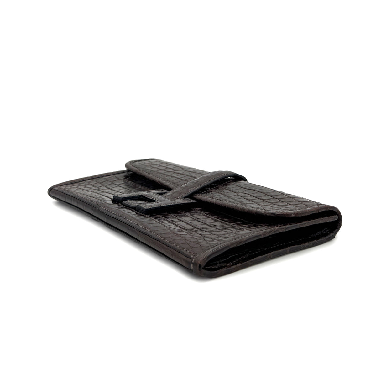 HERMES JIGE MINI EBENE MATT NILOTICUS CLUTCH BAG □H 90296449