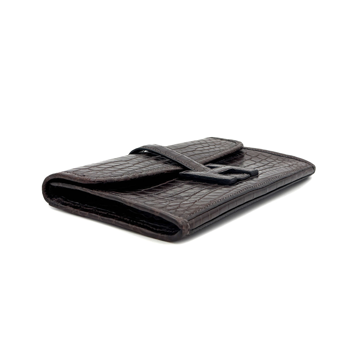 HERMES JIGE MINI EBENE MATT NILOTICUS CLUTCH BAG □H 90296449
