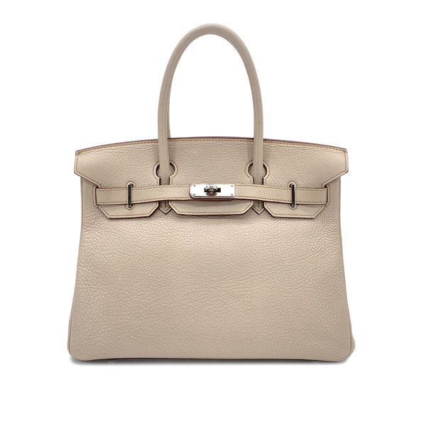 HERMES BIRKIN 30 BEIGE TAURILLON CLEMENCE HAND BAG □H SHW 90296450 - PURPOSE