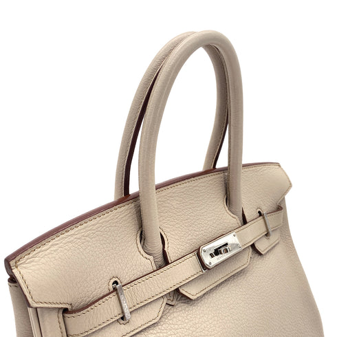 HERMES BIRKIN 30 BEIGE TAURILLON CLEMENCE HAND BAG □H SHW 90296450 - PURPOSE