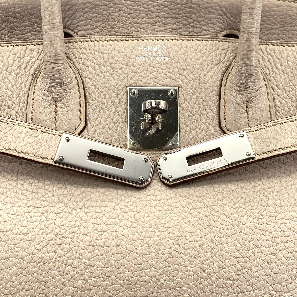 HERMES BIRKIN 30 BEIGE TAURILLON CLEMENCE HAND BAG □H SHW 90296450