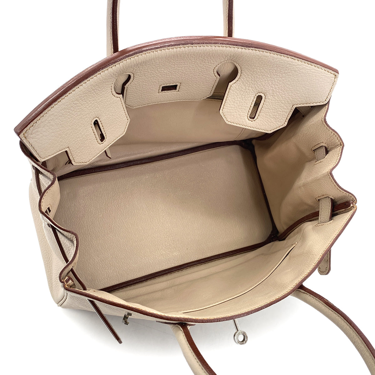 HERMES BIRKIN 30 BEIGE TAURILLON CLEMENCE HAND BAG □H SHW 90296450