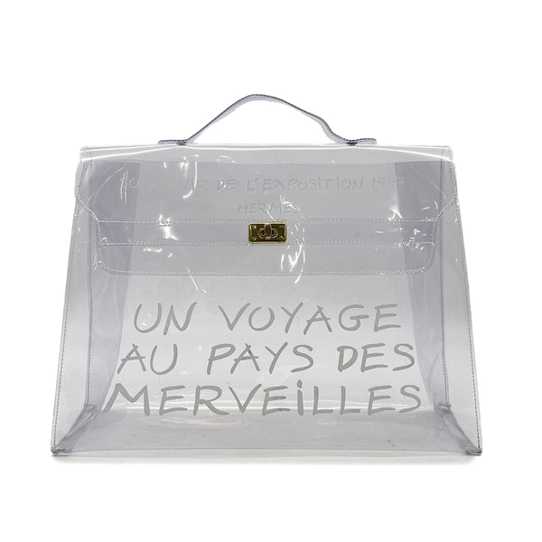 HERMES VINYL KELLY SOUVENIR DE L' EXPOSITION 1997 CLEAR HAND BAG 90296451 - PURPOSE
