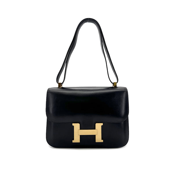 HERMES CONSTANCE 23 BLACK BOXCALF SHOULDER BAG 〇U GHW 90296452 - PURPOSE
