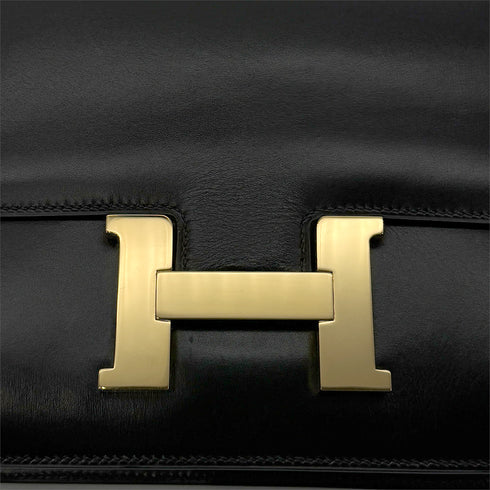 HERMES CONSTANCE 23 BLACK BOXCALF SHOULDER BAG 〇U GHW 90296452 - PURPOSE