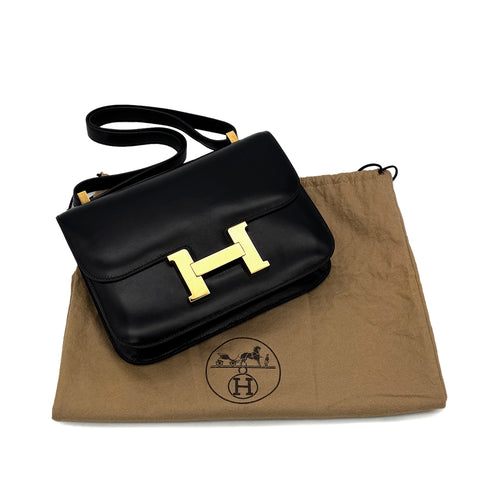 HERMES CONSTANCE 23 BLACK BOXCALF SHOULDER BAG 〇U GHW 90296452 - PURPOSE
