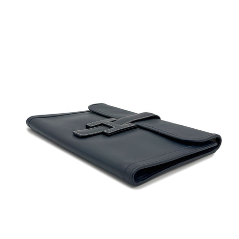HERMES JIGE PM BLUE INDIGO COUCHEVEL CLUTCH BAG 〇Y 90296453 - PURPOSE