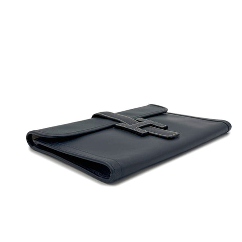 HERMES JIGE PM BLUE INDIGO COUCHEVEL CLUTCH BAG 〇Y 90296453 - PURPOSE