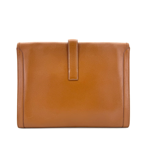 HERMES JIGE GM GOLD COUCHEVEL CLUTCH BAG V 90296454 - PURPOSE