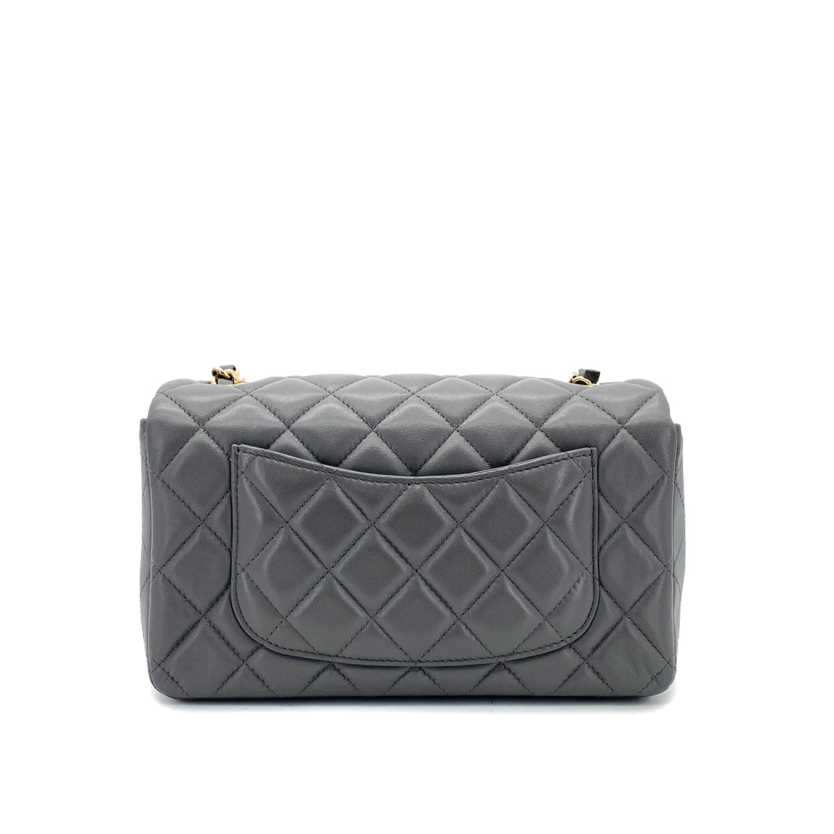 CHANEL MINI MATELASSE 20 CHAIN SHOULDER BAG GRAY LAMB SKIN 90296455