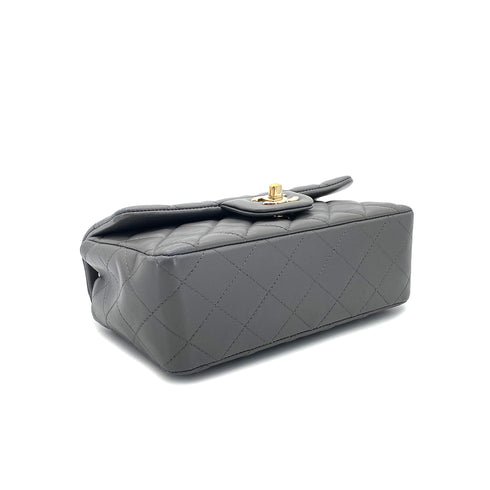 CHANEL MINI MATELASSE 20 CHAIN SHOULDER BAG GRAY LAMB SKIN 90296455 - PURPOSE