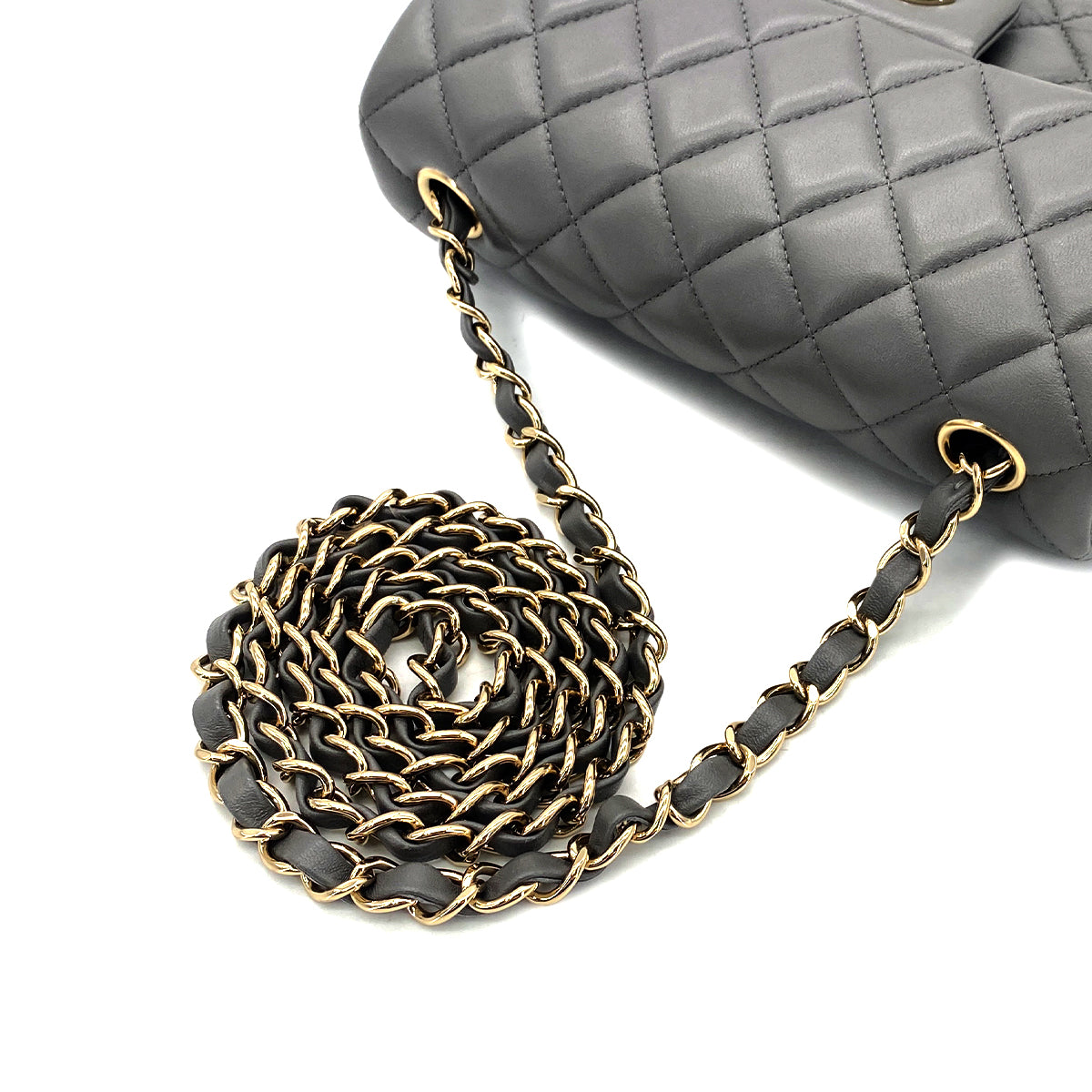 CHANEL MINI MATELASSE 20 CHAIN SHOULDER BAG GRAY LAMB SKIN 90296455