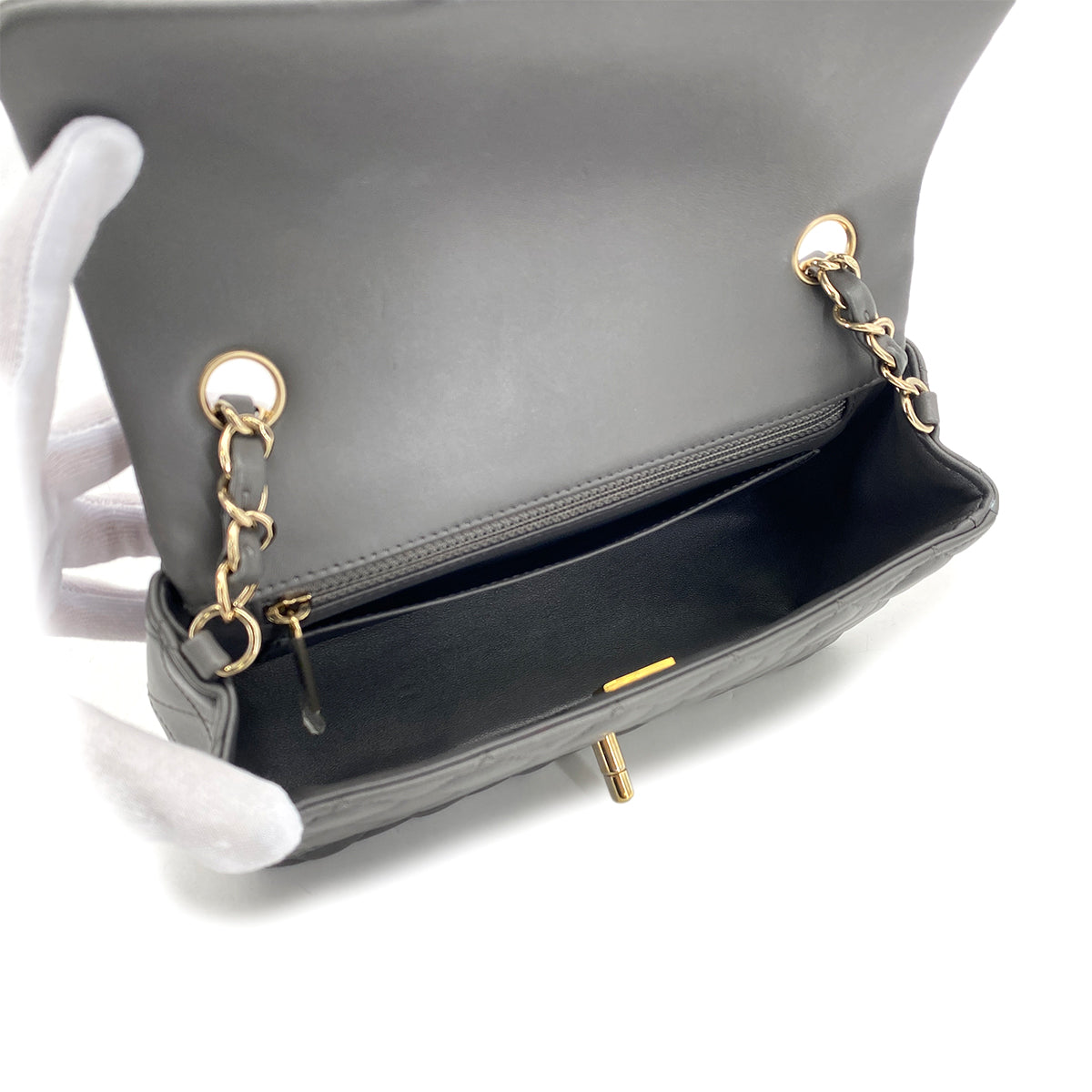 CHANEL MINI MATELASSE 20 CHAIN SHOULDER BAG GRAY LAMB SKIN 90296455