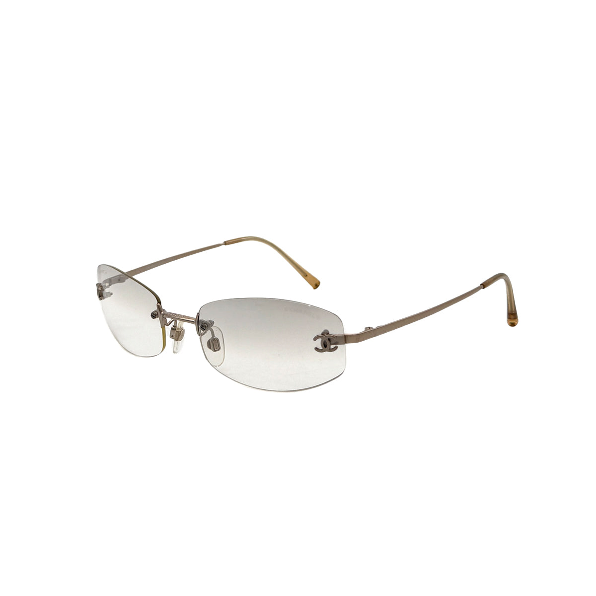 CHANEL SUNGLASSES COCOMARK CLEAR GOLD EYEWEAR 90296459