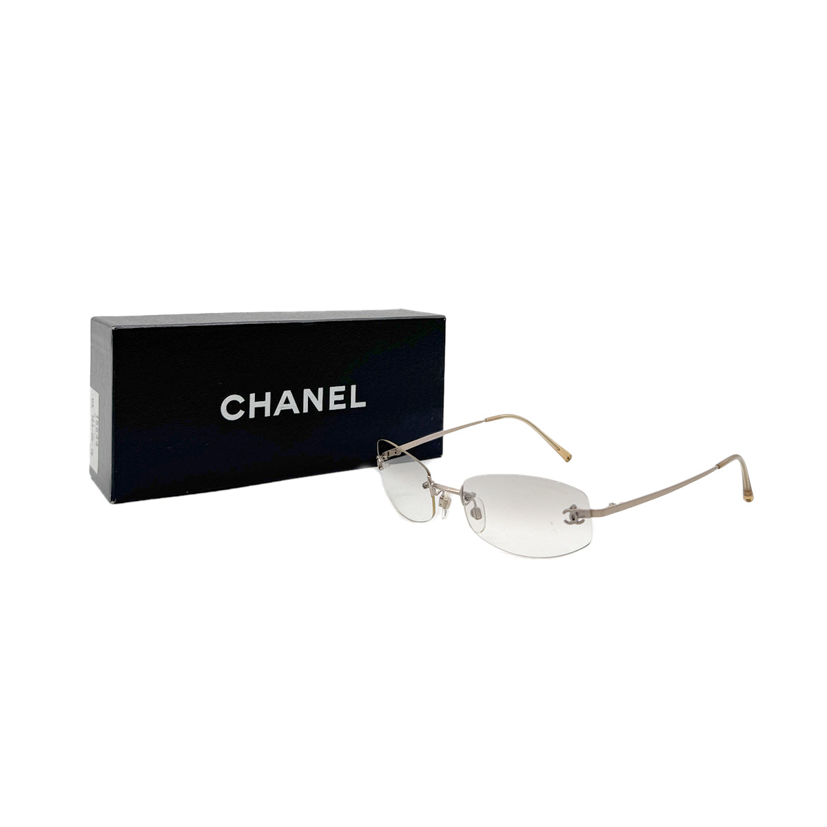 CHANEL SUNGLASSES COCOMARK CLEAR GOLD EYEWEAR 90296459