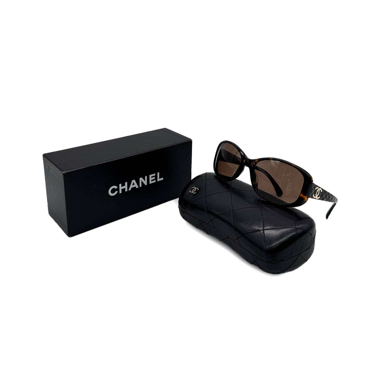 CHANEL VINTAGE SUNGLASSES COCOMARK MATELASSE BROWN EYEWEAR 90296473