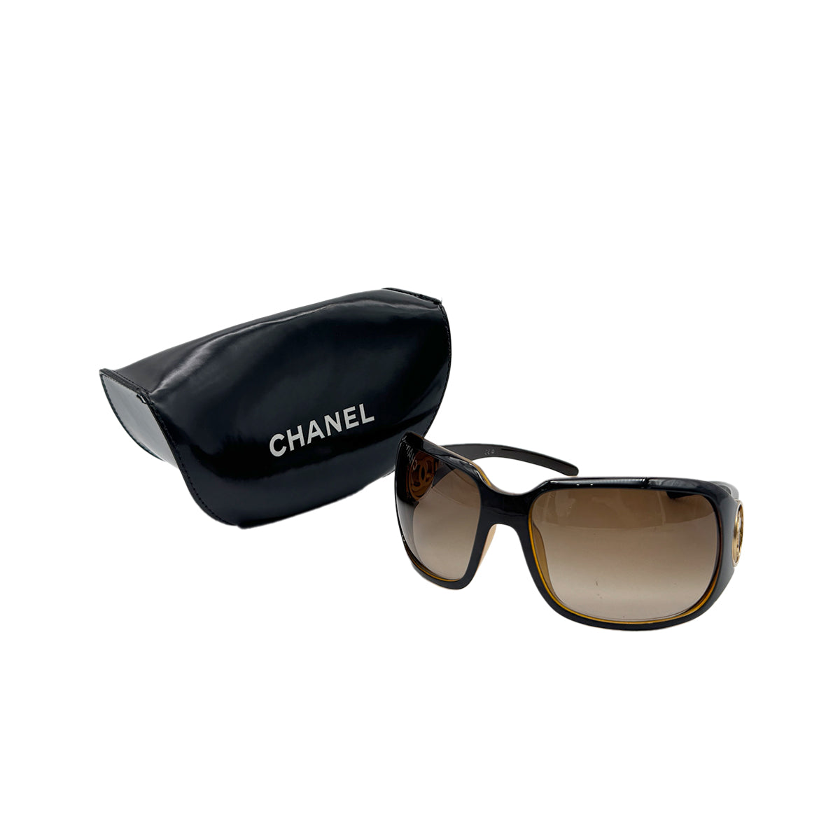 CHANEL SUNGLASSES CIRCLE COCOMARK BROWN GOLD EYEWEAR 90296474
