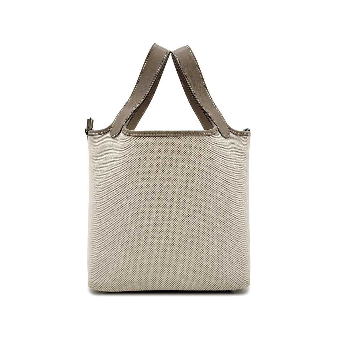 HERMES PICOTIN PM ETOUPE ECRU TOILE H VEAU SWIFT HAND BAG □K SHW 90296554