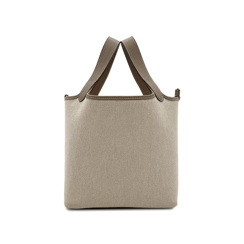 HERMES PICOTIN PM ETOUPE ECRU TOILE H VEAU SWIFT HAND BAG □K SHW 90296554 - PURPOSE