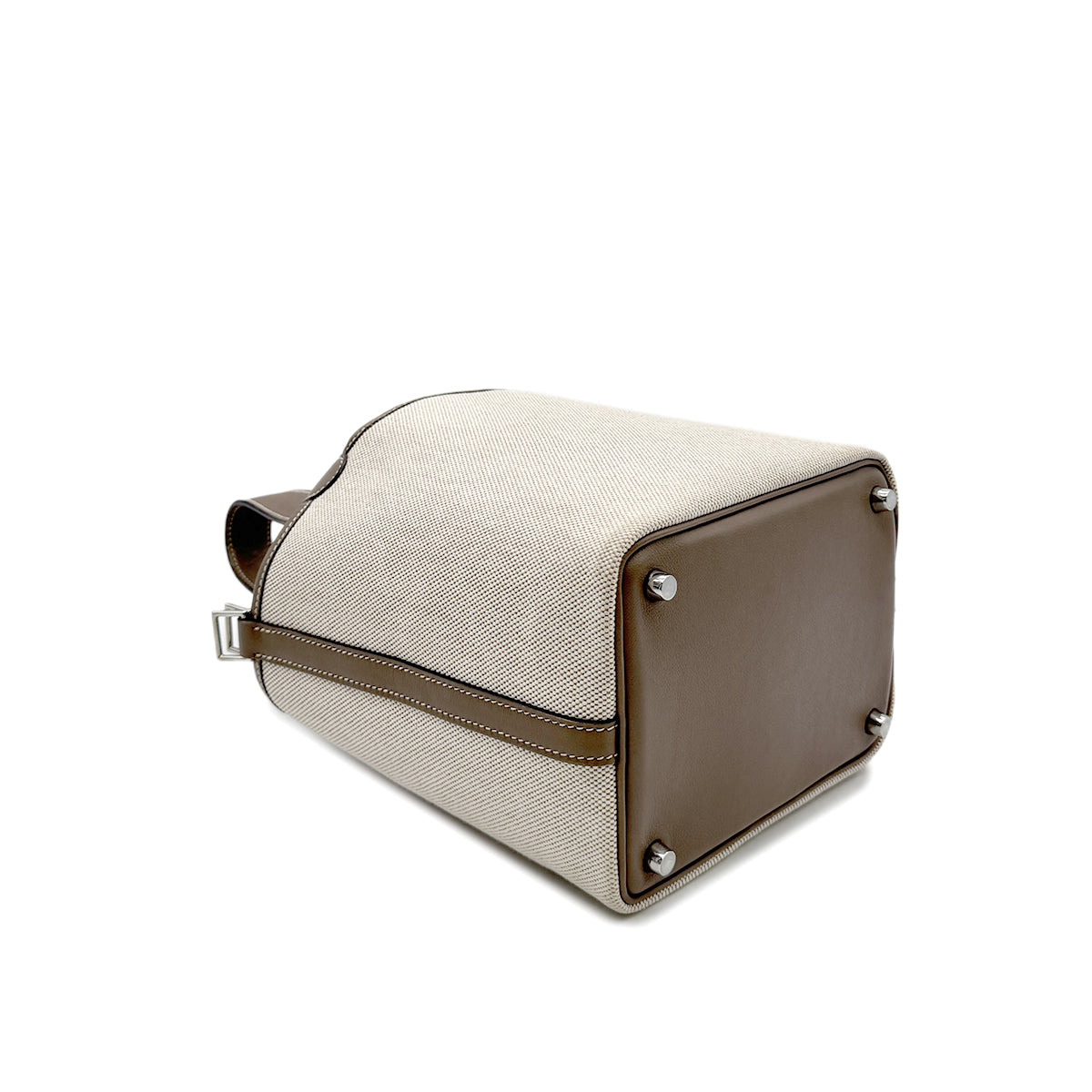 HERMES PICOTIN PM ETOUPE ECRU TOILE H VEAU SWIFT HAND BAG □K SHW 90296554