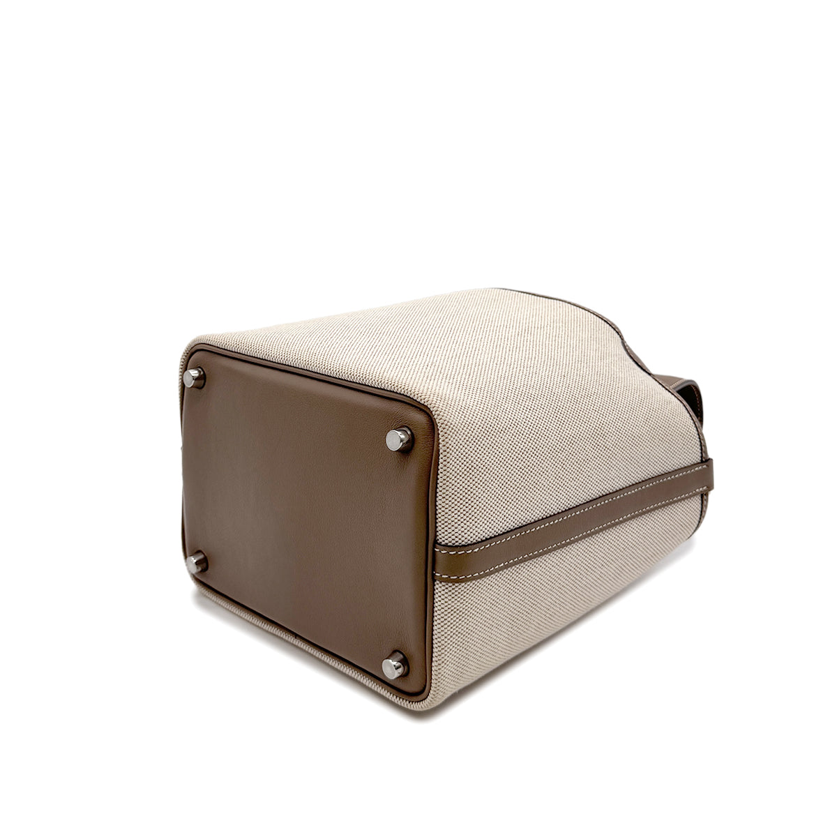 HERMES PICOTIN PM ETOUPE ECRU TOILE H VEAU SWIFT HAND BAG □K SHW 90296554