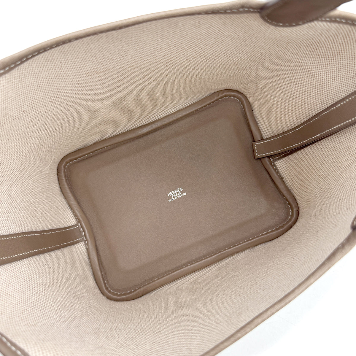 HERMES PICOTIN PM ETOUPE ECRU TOILE H VEAU SWIFT HAND BAG □K SHW 90296554