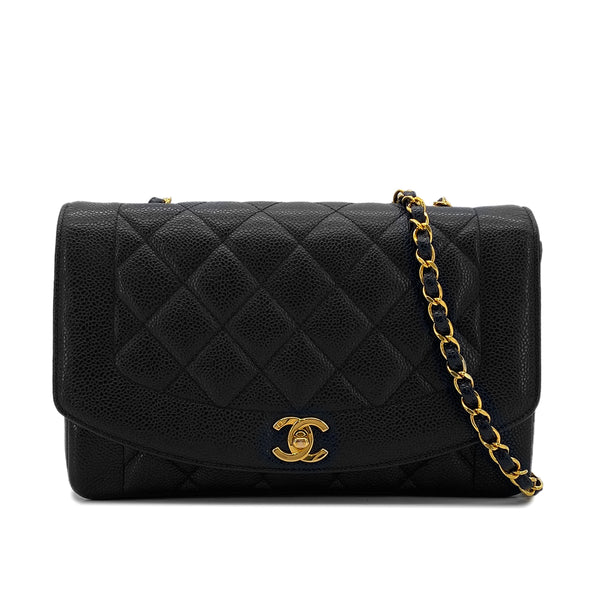 CHANEL VINTAGE DIANA MEDIUM CHAIN SHOULDER BAG BLACK CAVIAR SKIN 90296556 - PURPOSE