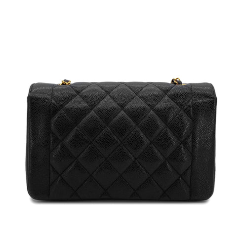 CHANEL VINTAGE DIANA MEDIUM CHAIN SHOULDER BAG BLACK CAVIAR SKIN 90296556 - PURPOSE