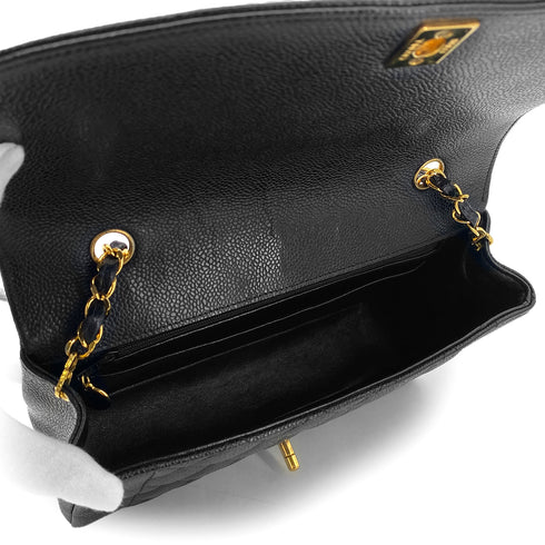 CHANEL VINTAGE DIANA MEDIUM CHAIN SHOULDER BAG BLACK CAVIAR SKIN 90296556 - PURPOSE