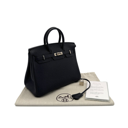HERMES BIRKIN 25 BLACK TAURILLON CLEMENCE HAND BAG □M SHW 90296558 - PURPOSE