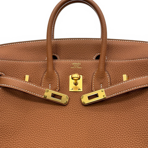HERMES BIRKIN 25 GOLD TOGO HAND BAG D GHW 90296559 - PURPOSE
