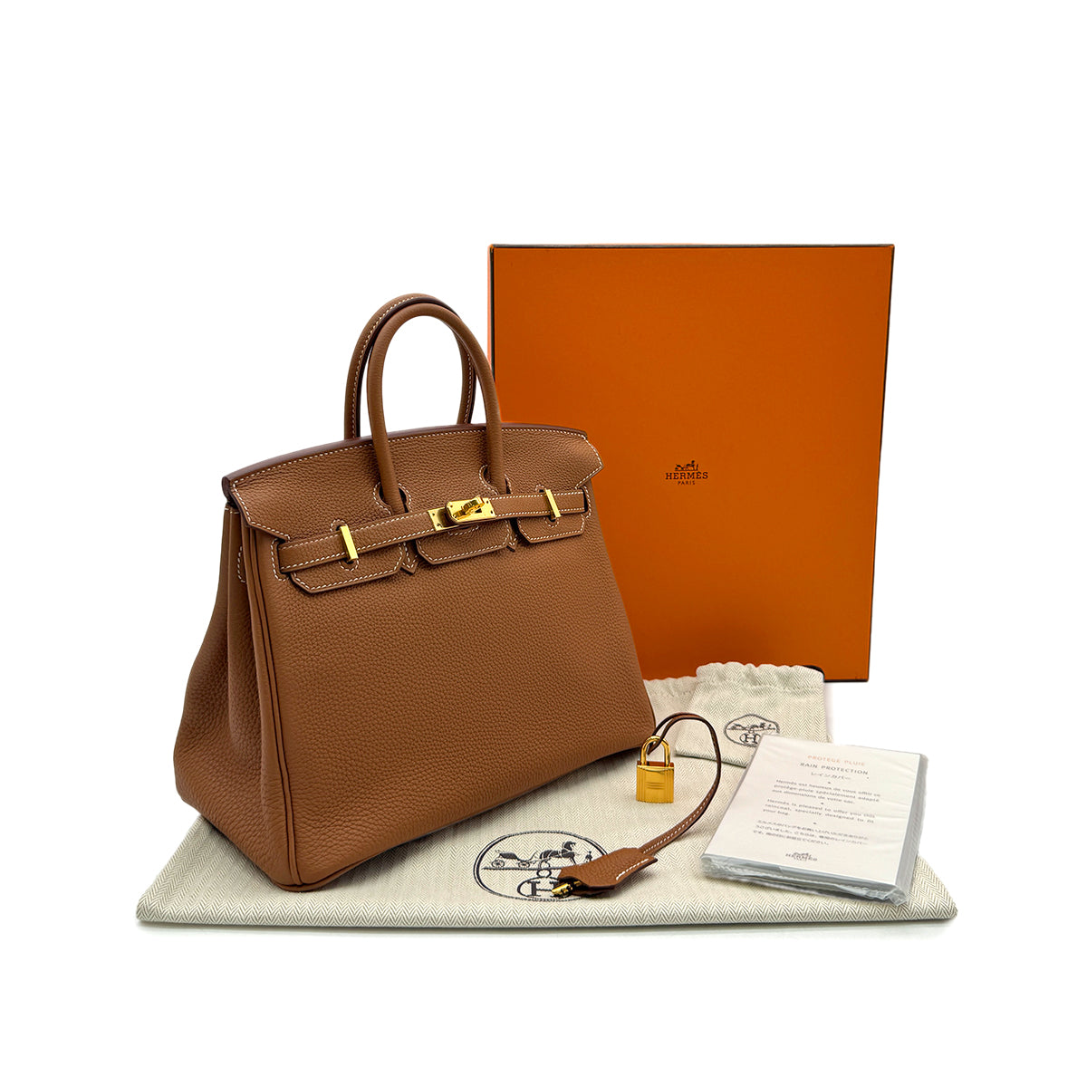 HERMES BIRKIN 25 GOLD TOGO HAND BAG D GHW 90296559