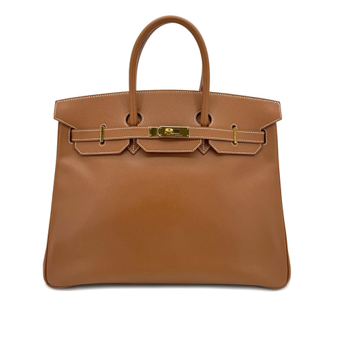 HERMES BIRKIN 35 GOLD COURCHEVEL HAND BAG □D GHW 90296562 - PURPOSE