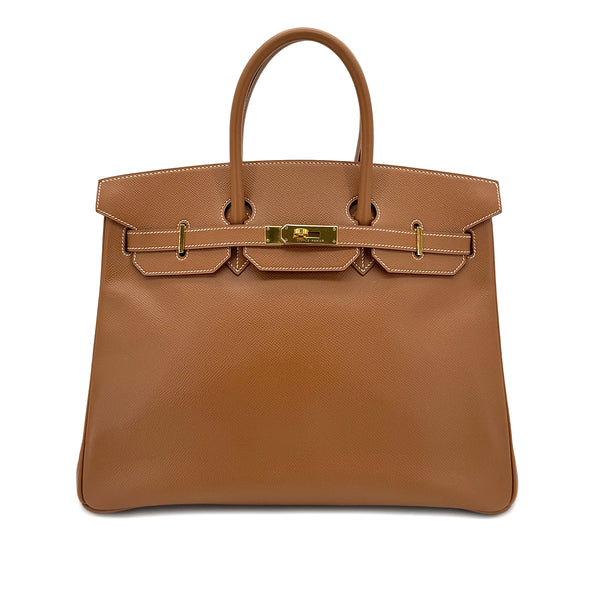 HERMES BIRKIN 35 GOLD COURCHEVEL HAND BAG □D GHW 90296562 - PURPOSE