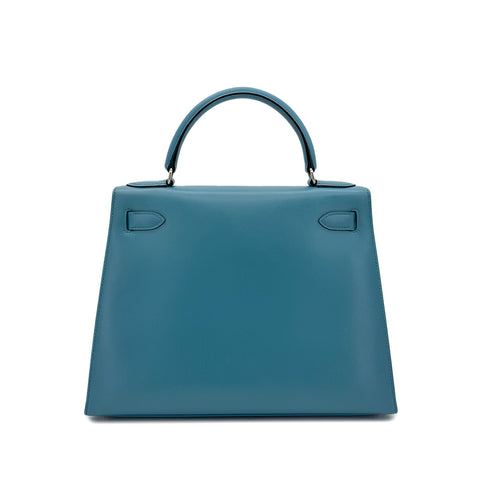HERMES KELLY 28 SELLIER TURQUOISE BOXCALF HAND SHOULDER BAG □O SHW 90296564 - PURPOSE