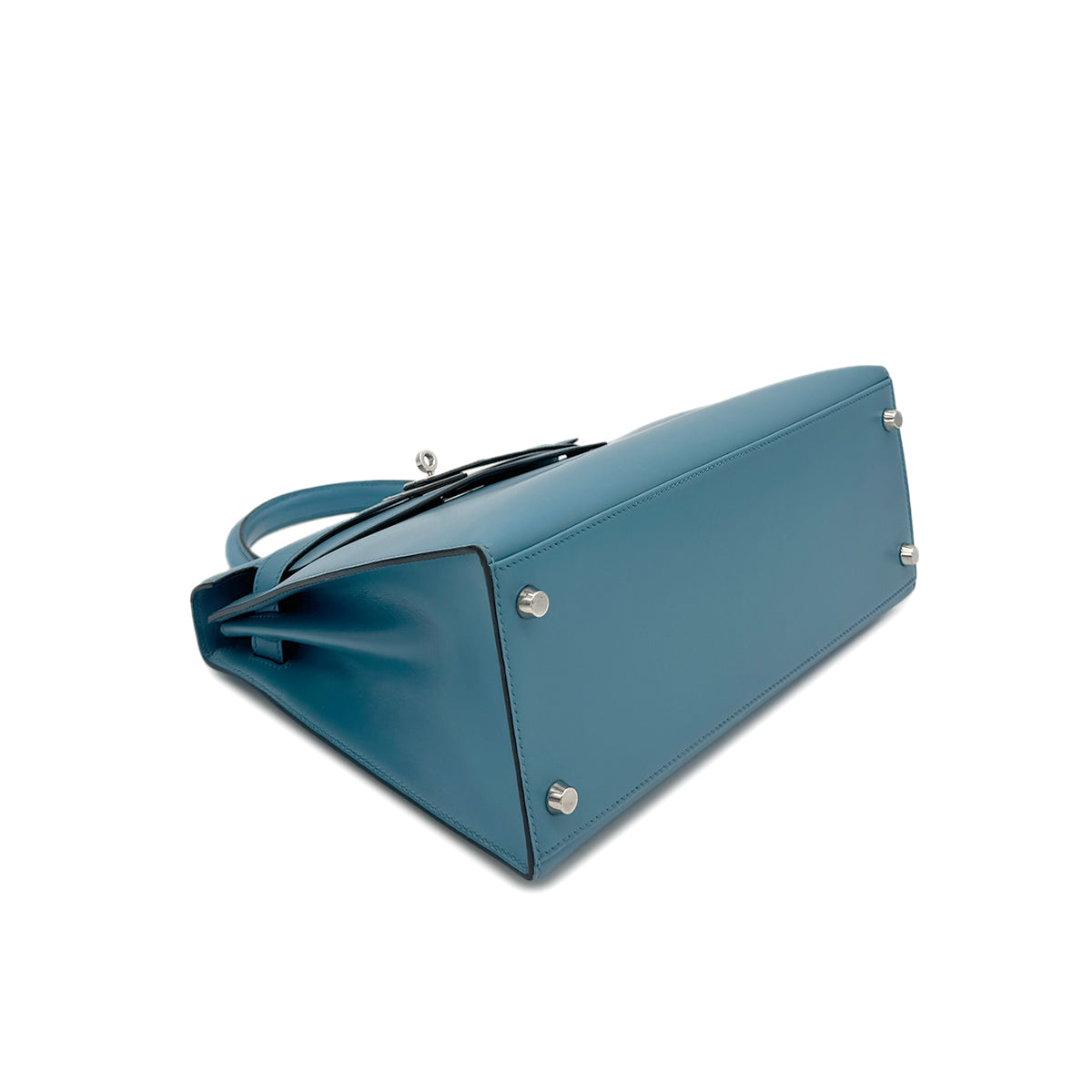 HERMES KELLY 28 SELLIER TURQUOISE BOXCALF HAND SHOULDER BAG □O SHW 90296564
