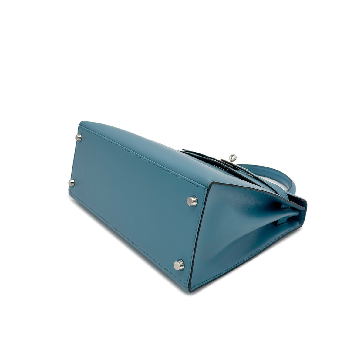 HERMES KELLY 28 SELLIER TURQUOISE BOXCALF HAND SHOULDER BAG □O SHW 90296564