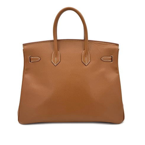 HERMES BIRKIN 35 GOLD COURCHEVEL HAND BAG □D GHW 90296562 - PURPOSE