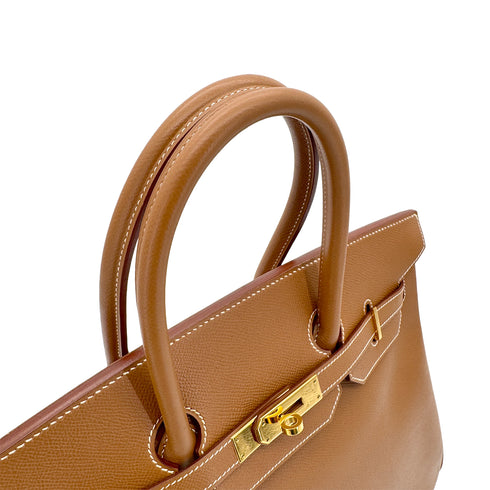 HERMES BIRKIN 35 GOLD COURCHEVEL HAND BAG □D GHW 90296562 - PURPOSE