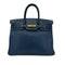 HERMES BIRKIN 35 BLUE MARINE ARDENNES HAND BAG 1996 CIRCLE Z GOLD HARDWARE 90296565