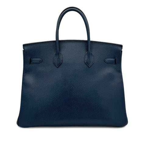 HERMES BIRKIN 35 BLUE MARINE ARDENNES HAND BAG 1996 CIRCLE Z GOLD HARDWARE 90296565