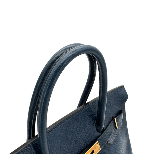 HERMES BIRKIN 35 BLUE MARINE ARDENNES HAND BAG 1996 CIRCLE Z GOLD HARDWARE 90296565