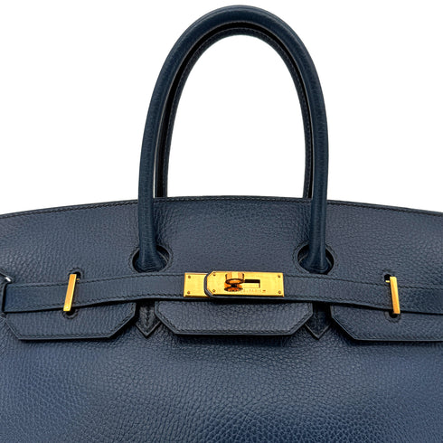 HERMES BIRKIN 35 BLUE MARINE ARDENNES HAND BAG 1996 CIRCLE Z GOLD HARDWARE 90296565