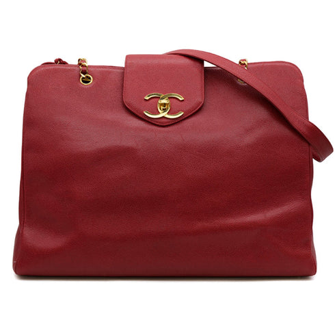 CHANEL VINTAGE SUPER MODEL BIG COCO CHAIN TOTE BAG RED CAVIAR SKIN 90296566 - PURPOSE
