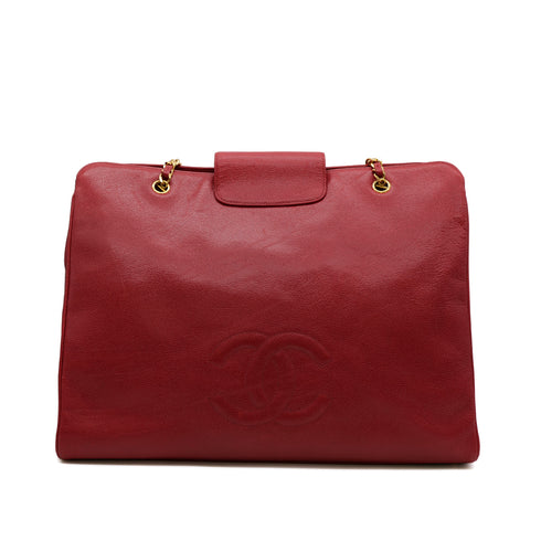 CHANEL VINTAGE SUPER MODEL BIG COCO CHAIN TOTE BAG RED CAVIAR SKIN 90296566 - PURPOSE