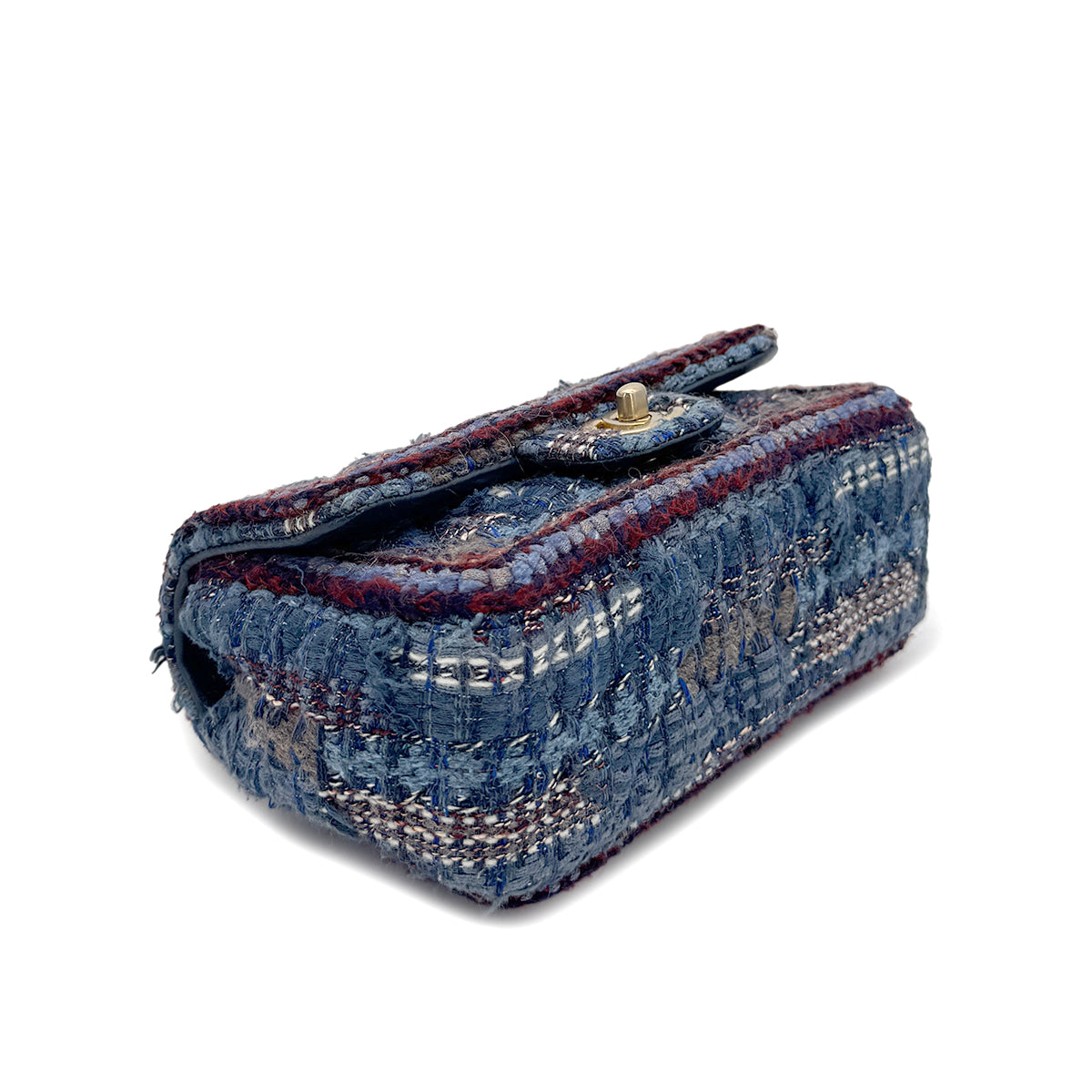 CHANEL CHAIN SHOULDER BAG BLUE TWEED 90296567