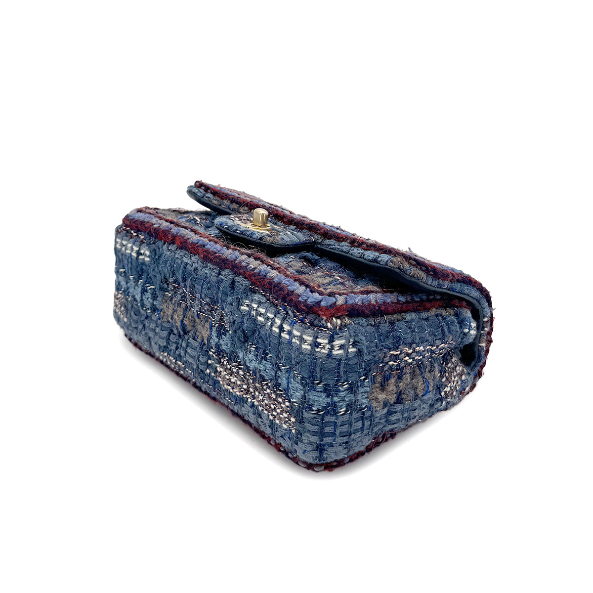 CHANEL CHAIN SHOULDER BAG BLUE TWEED 90296567