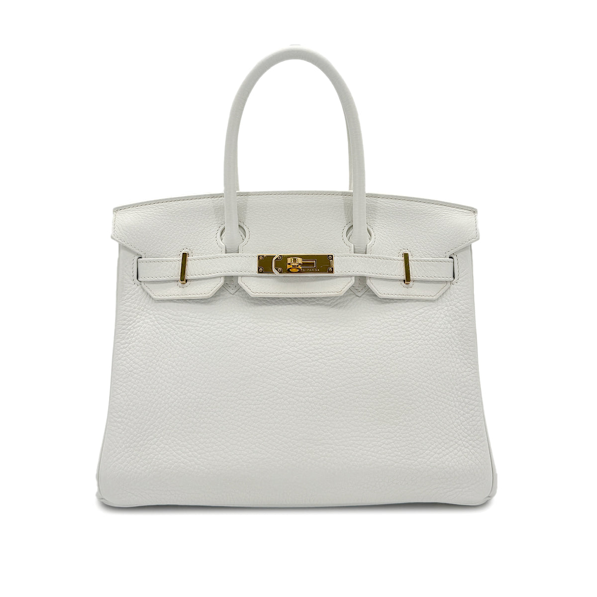 HERMES BIRKIN 30 WHITE TAURILLON CLEMENCE HAND BAG T GHW 90296568