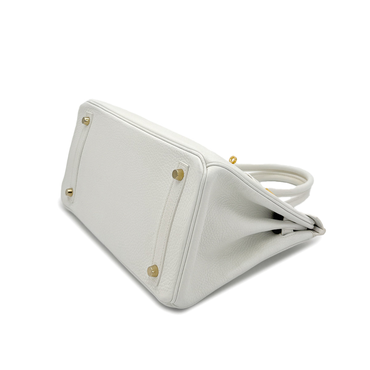 HERMES BIRKIN 30 WHITE TAURILLON CLEMENCE HAND BAG T GHW 90296568