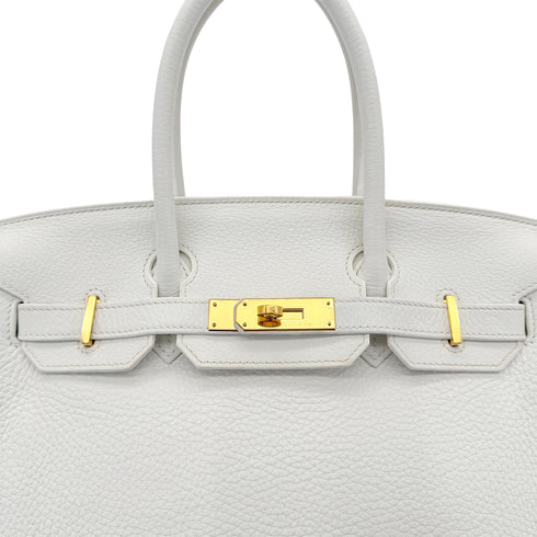 HERMES BIRKIN 30 WHITE TAURILLON CLEMENCE HAND BAG T GHW 90296568 - PURPOSE